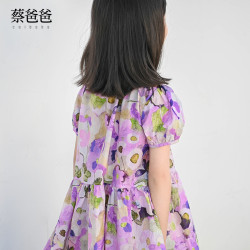蔡爸爸童裝 2026款夏季女童連衣裙 短袖碎花裙 公主裙子 中童567