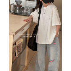 燙鑽女童短袖T恤2025夏裝新款兒童洋氣休閒上衣大童純棉打底衫潮t