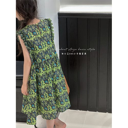 韓國童裝夏裝女童碎花連衣裙兒童無袖裙子2025新款夏天女孩公主裙