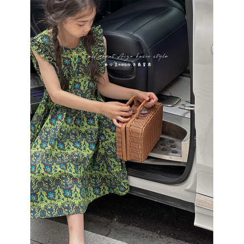 韓國童裝夏裝女童碎花連衣裙兒童無袖裙子2025新款夏天女孩公主裙