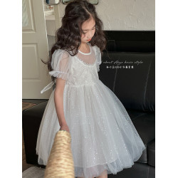 女童連衣裙兒童公主裙夏季新款2025洋氣裙子女孩禮服花童紗裙夏裝