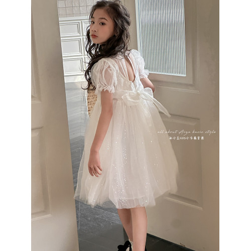 女童連衣裙兒童公主裙夏季新款2025洋氣裙子女孩禮服花童紗裙夏裝