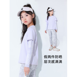 兒童速乾衣夏季薄款2025新款女童冰絲防曬衣套頭夏裝長袖t恤涼感
