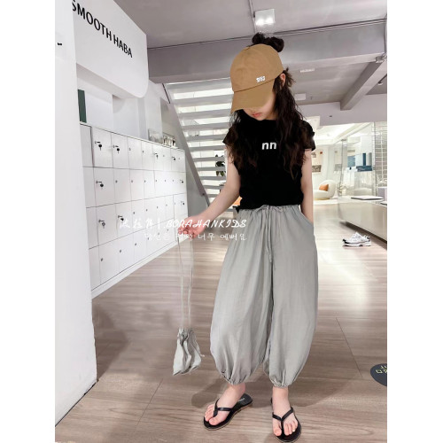 波拉韓女童天絲防蚊褲兒童超薄涼涼褲2025夏中大童燈籠褲休閒褲子