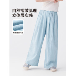 左西女童濶腿褲夏季涼感輕薄透氣防蚊褲2025新款兒童洋氣甜美褲子