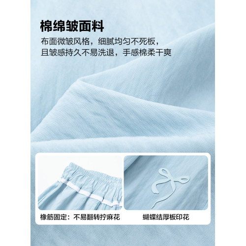 左西女童濶腿褲夏季涼感輕薄透氣防蚊褲2025新款兒童洋氣甜美褲子