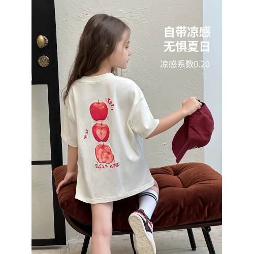 圖圖小象童裝女童短袖夏季2026新款純棉T恤兒童親子裝半袖薄上衣