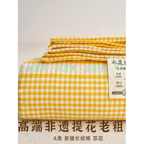2025高級A類非遺全棉色織提花老粗布加厚床單款-梵高雙花