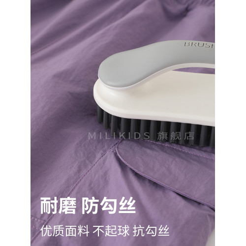 女童紫色工裝短褲女大童夏裝中褲初中生兒童夏季薄款七分速乾褲子