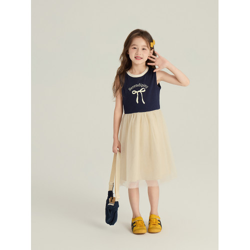 依依媽童裙2025夏裝款女童韓版甜美公主紗裙女孩蝴蝶結背心連衣裙