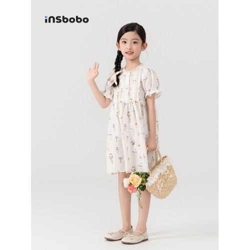 INSbobo童裝女童連衣裙2025夏季新款洋氣裙子漂亮女孩公主裙夏日