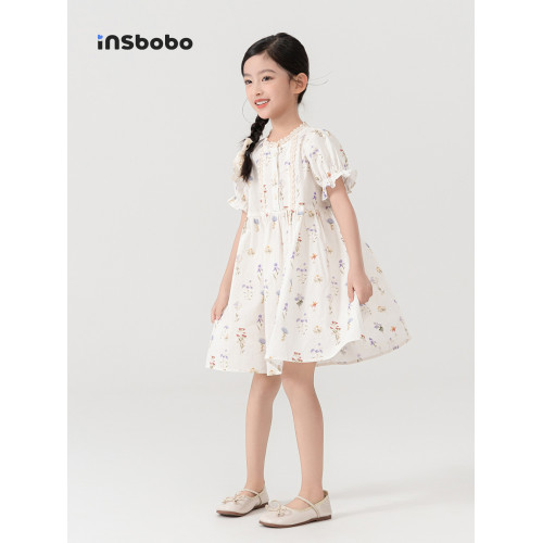 INSbobo童裝女童連衣裙2025夏季新款洋氣裙子漂亮女孩公主裙夏日