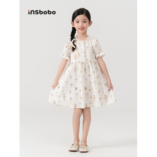 INSbobo童裝女童連衣裙2025夏季新款洋氣裙子漂亮女孩公主裙夏日