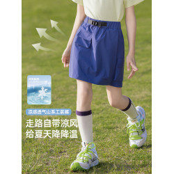 女童工裝短褲夏薄款外穿兒童運動新款2025女孩裙褲速乾女大童褲裙