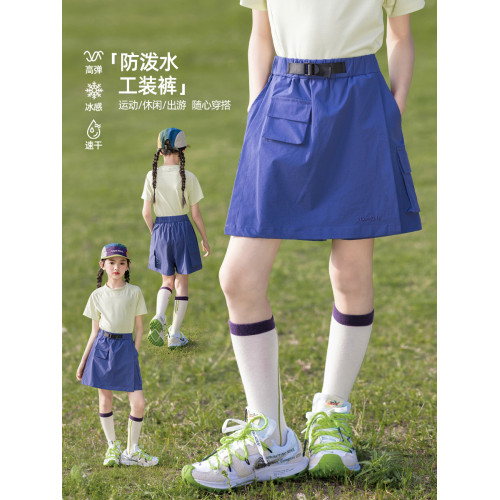 女童工裝短褲夏薄款外穿兒童運動新款2025女孩裙褲速乾女大童褲裙