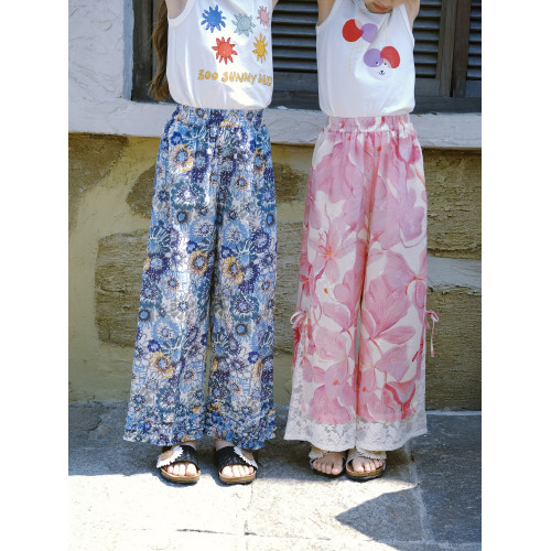 野柿童裝【花間影】女童褲子夏薄款兒童防蚊褲中大童甜美濶腿褲 野柿童裝【花間影】女童褲子夏薄款兒童防蚊褲中大童甜美濶腿褲