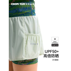 chopiyopi【紙片皮】女童印花拼接假兩件短褲防曬速乾五分運動褲