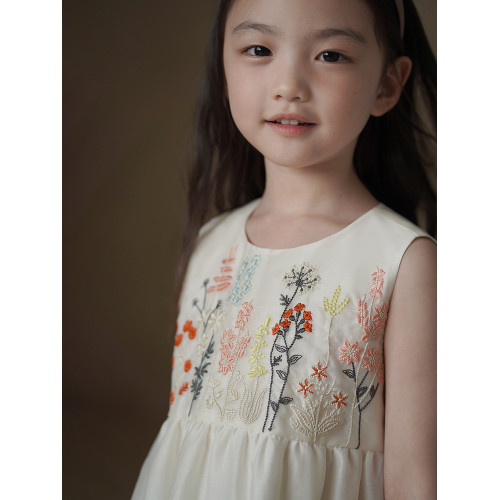 哈齒童裝夏季兒童重工刺綉連衣裙女童背心裙甜美度假中長裙女孩