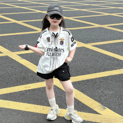 女童夏裝短袖T恤白色大兒童夏季字母體恤9女孩薄款潮酷街舞上衣服