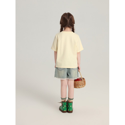 布丁哈魯童裝夏裝女童洋氣短袖2026夏季新款兒童百搭卡通印花T恤