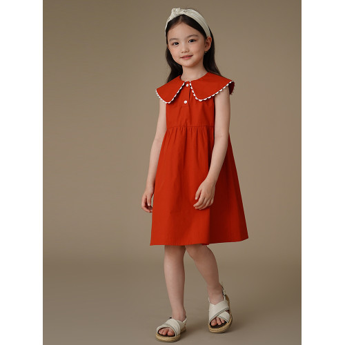 哈齒童裝夏季兒童連衣裙甜美紅色娃娃裙女童中長款背心裙女孩夏裝
