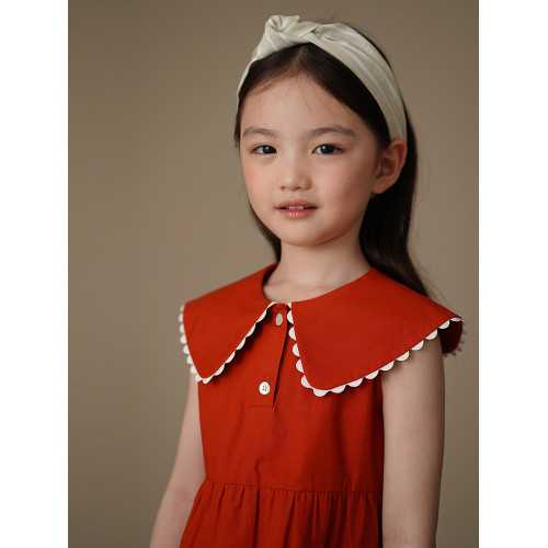 哈齒童裝夏季兒童連衣裙甜美紅色娃娃裙女童中長款背心裙女孩夏裝