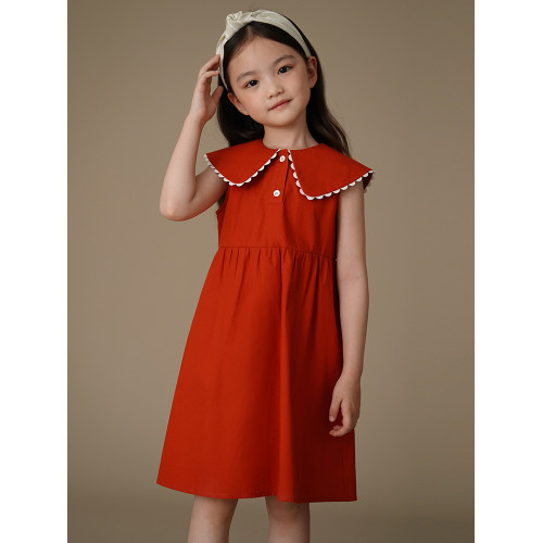 哈齒童裝夏季兒童連衣裙甜美紅色娃娃裙女童中長款背心裙女孩夏裝