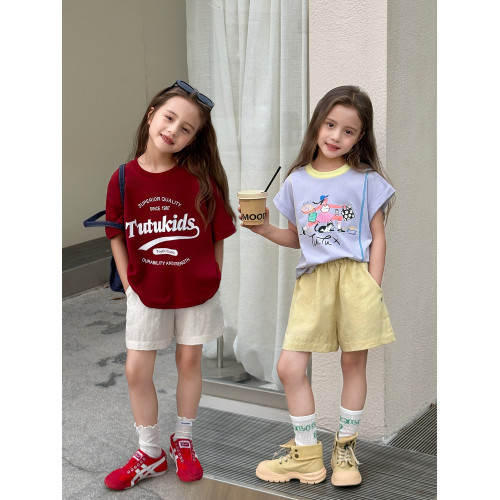 圖圖小象童裝短褲女童2026新款輕薄透氣中大童亞麻冰絲涼感短褲子