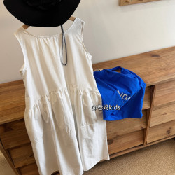 卷媽童品26夏季女童極簡風韓版背心裙中學生休閒無袖棉布連衣裙潮