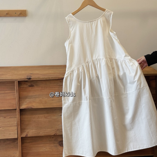 卷媽童品26夏季女童極簡風韓版背心裙中學生休閒無袖棉布連衣裙潮