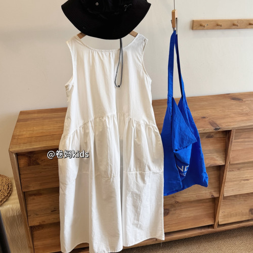 卷媽童品26夏季女童極簡風韓版背心裙中學生休閒無袖棉布連衣裙潮