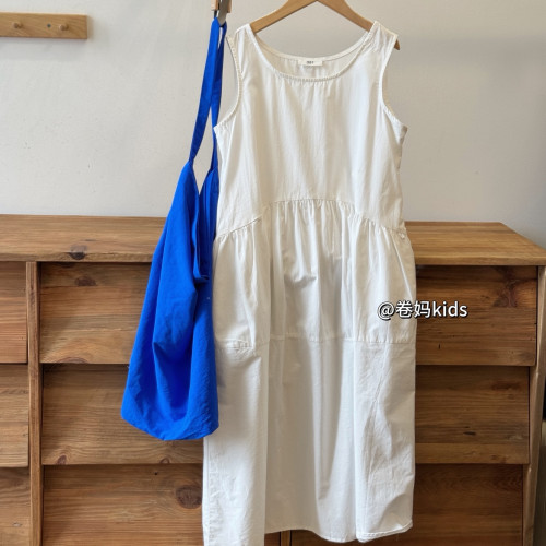 卷媽童品26夏季女童極簡風韓版背心裙中學生休閒無袖棉布連衣裙潮