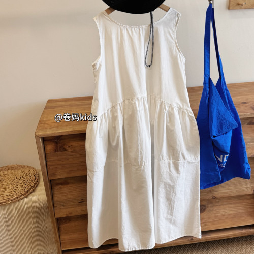 卷媽童品26夏季女童極簡風韓版背心裙中學生休閒無袖棉布連衣裙潮
