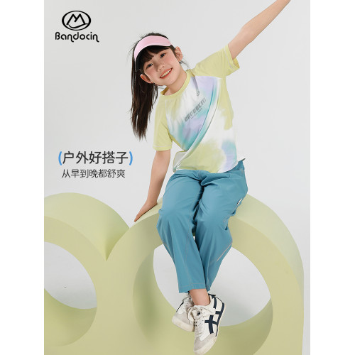 半度閒女童夏裝薄款運動短袖t恤洋氣2025新款兒童夏季透氣上衣潮T