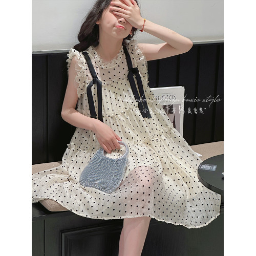 孫小美kids 法式波點女童無袖連衣裙2025新款夏裝兒童裙子公主裙