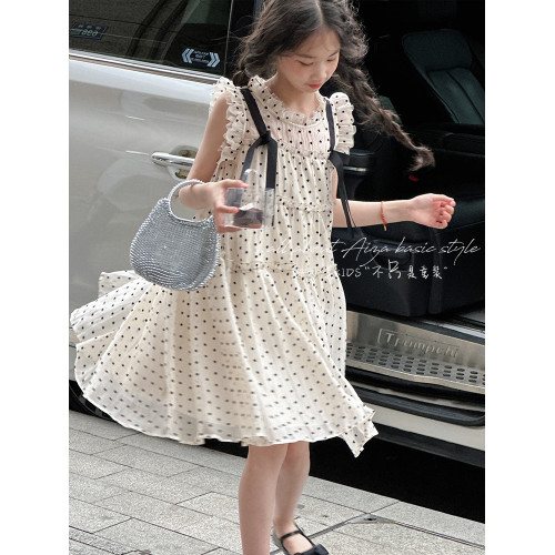 孫小美kids 法式波點女童無袖連衣裙2025新款夏裝兒童裙子公主裙