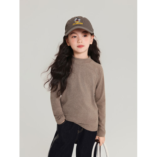 布丁哈魯童裝秋裝女童長袖2025春秋新款兒童親膚半高領打底衫