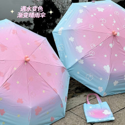 胖東來遇水現花變色雨繖晴雨兩用繖高質感防曬防紫外線太陽繖折曡