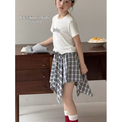 女童短袖t恤2025新款夏季兒童洋氣上衣夏裝女孩半袖短款設計款潮