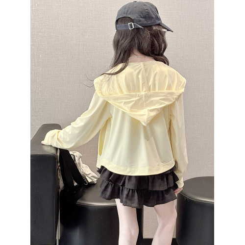 女童夏裝防曬衣2025新款兒童冰絲連帽防曬服女大童裝夏季薄款外套