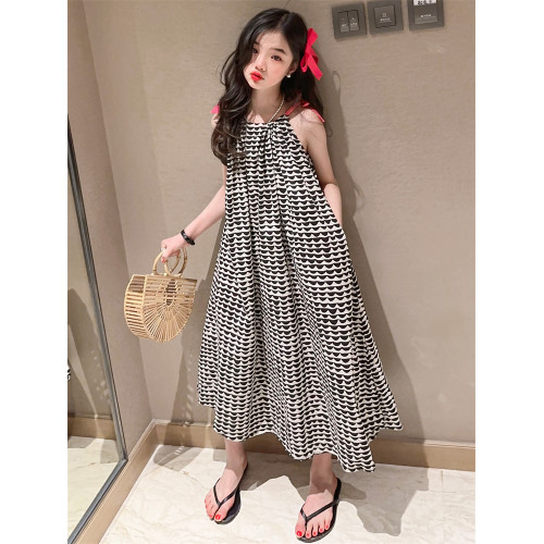 REY韓國女童夏季連衣裙2025新款中大童無袖背心裙海邊吊帶裙子