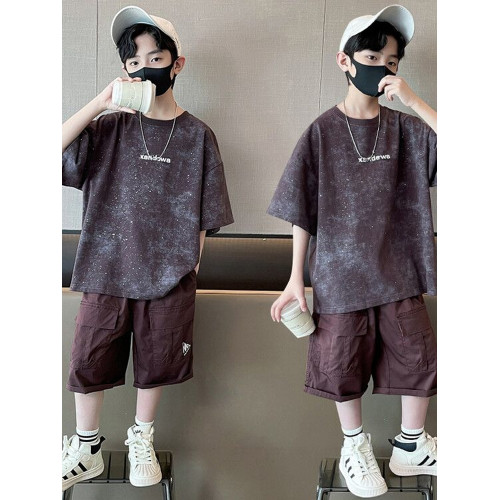 安哼安哼男童夏裝套裝2025新款童兒童裝男孩夏季洋氣炸街短袖兩件