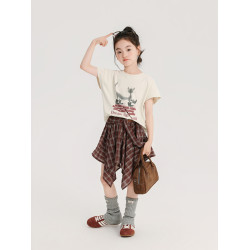 布丁哈魯童裝夏裝女童圓領短袖2025夏季新款兒童洋氣涼感半袖T恤