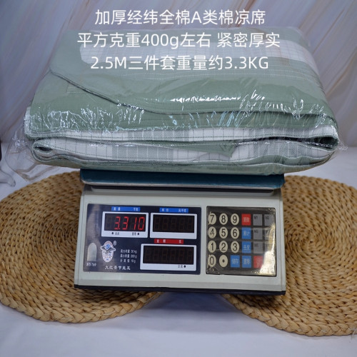 7A抗菌高級特厚加厚A類全棉老粗布涼蓆三件套寬邊棉麻床單不起球