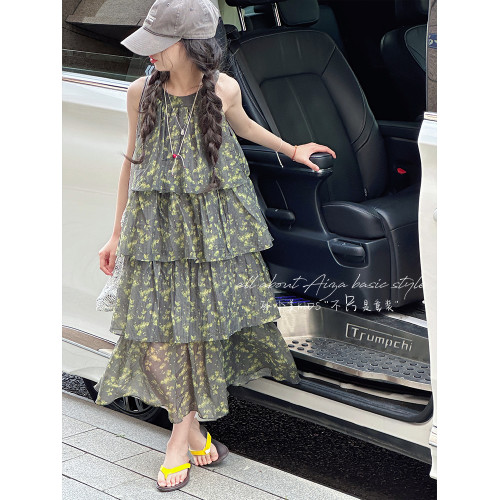 孫小美kids 甜美女童碎花連衣裙2025新款夏裝度假兒童裙子蛋糕裙