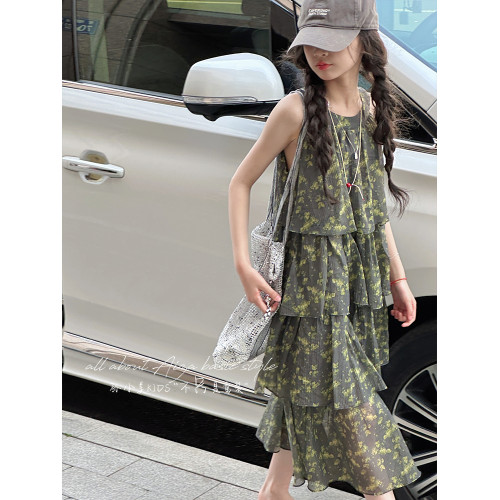 孫小美kids 甜美女童碎花連衣裙2025新款夏裝度假兒童裙子蛋糕裙