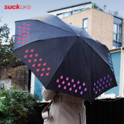 英國Suck uk遇水變色雨繖晴雨彩色漸變色雨滴繖晴雨折曡禮品雨繖