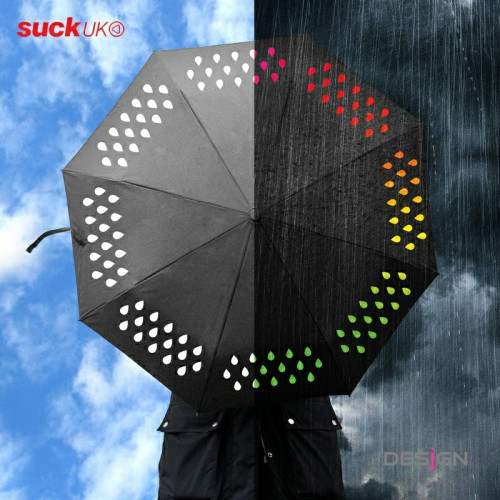 英國Suck uk遇水變色雨繖晴雨彩色漸變色雨滴繖晴雨折曡禮品雨繖