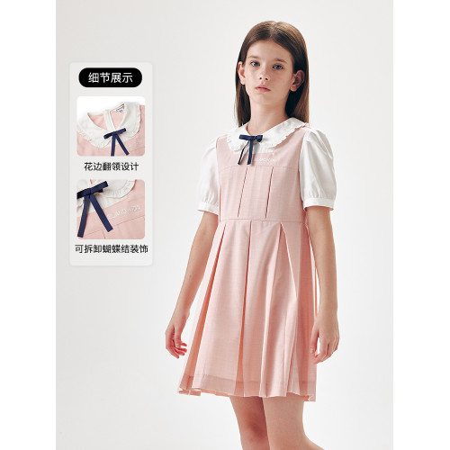 【爆款補貨】eland kids衣戀童裝兒童演出服夏女童連衣裙畢業禮服