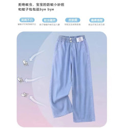 女童牛仔褲夏季薄款2025洋氣天絲防蚊褲子大童冰絲兒童夏裝濶腿褲